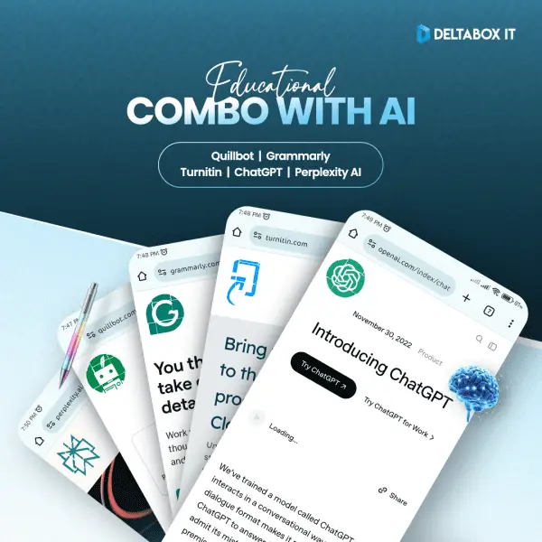 Educational Combo With AI - Quillbot, গ্রাম্মার-লি, টার্নি-টিন & Chat-GPT (Shared & Personal Accounts)