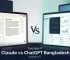 Claude vs ChatGPT comparison for Bangladesh users showing AI tools for writing, coding, students, and developers