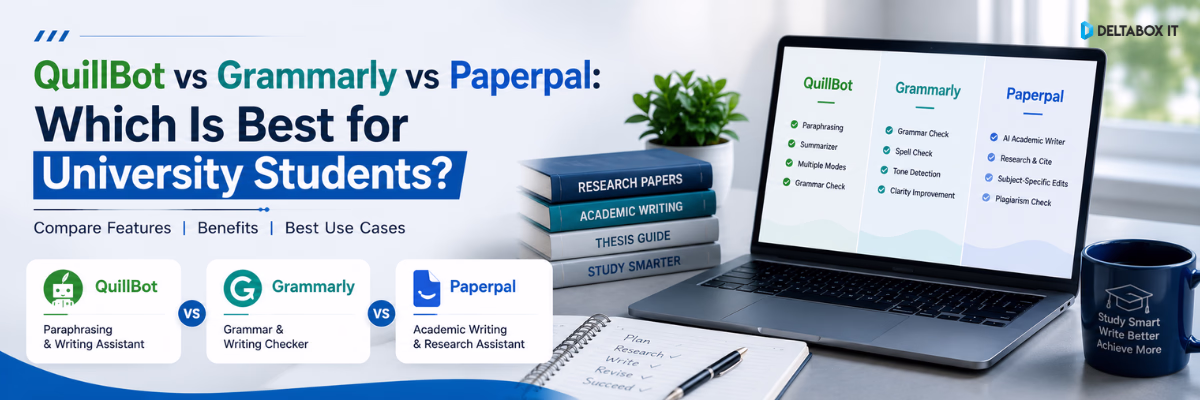 QuillBot vs Grammarly vs Paperpal comparison for university students and academic writing