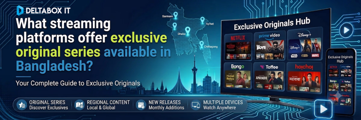 Which Streaming Platforms Offer Exclusive Original Series in Bangladesh?<blockquote data-path-to-node="5"><h3 data-path-to-node="5,0"></h3></blockquote> 1 A high-quality collage featuring promotional banners of popular original web series from Netflix, HBO Max