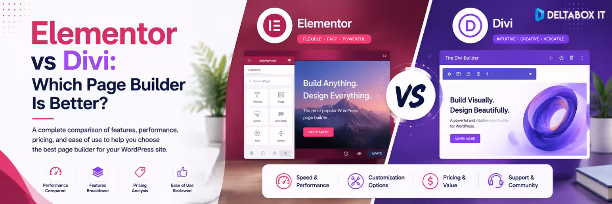 Elementor vs Divi comparison for WordPress website building