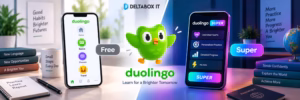 Home 60 Duolingo Free vs Super comparison showing differences in features and learning experience