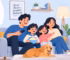 Family watching Amazon Prime Video on a smart TV with account profiles and streaming devices