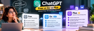 ChatGPT Free vs Go vs Plus comparison showing differences between the three ChatGPT plans
