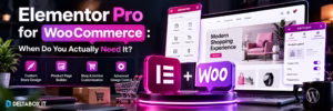 Elementor Pro for WooCommerce showing custom product pages, cart and checkout design