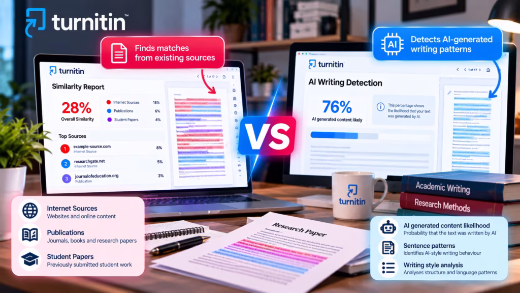 Similarity checking and AI detection are separate functions