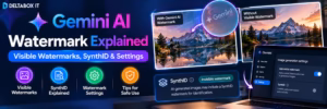 Gemini AI watermark explained with visible image watermark, invisible SynthID and watermark settings